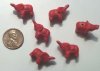 6 13x22mm Red Cinnabar Elephants